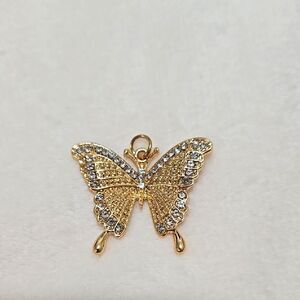 Gold and Rhinestone Butterfly Pendant